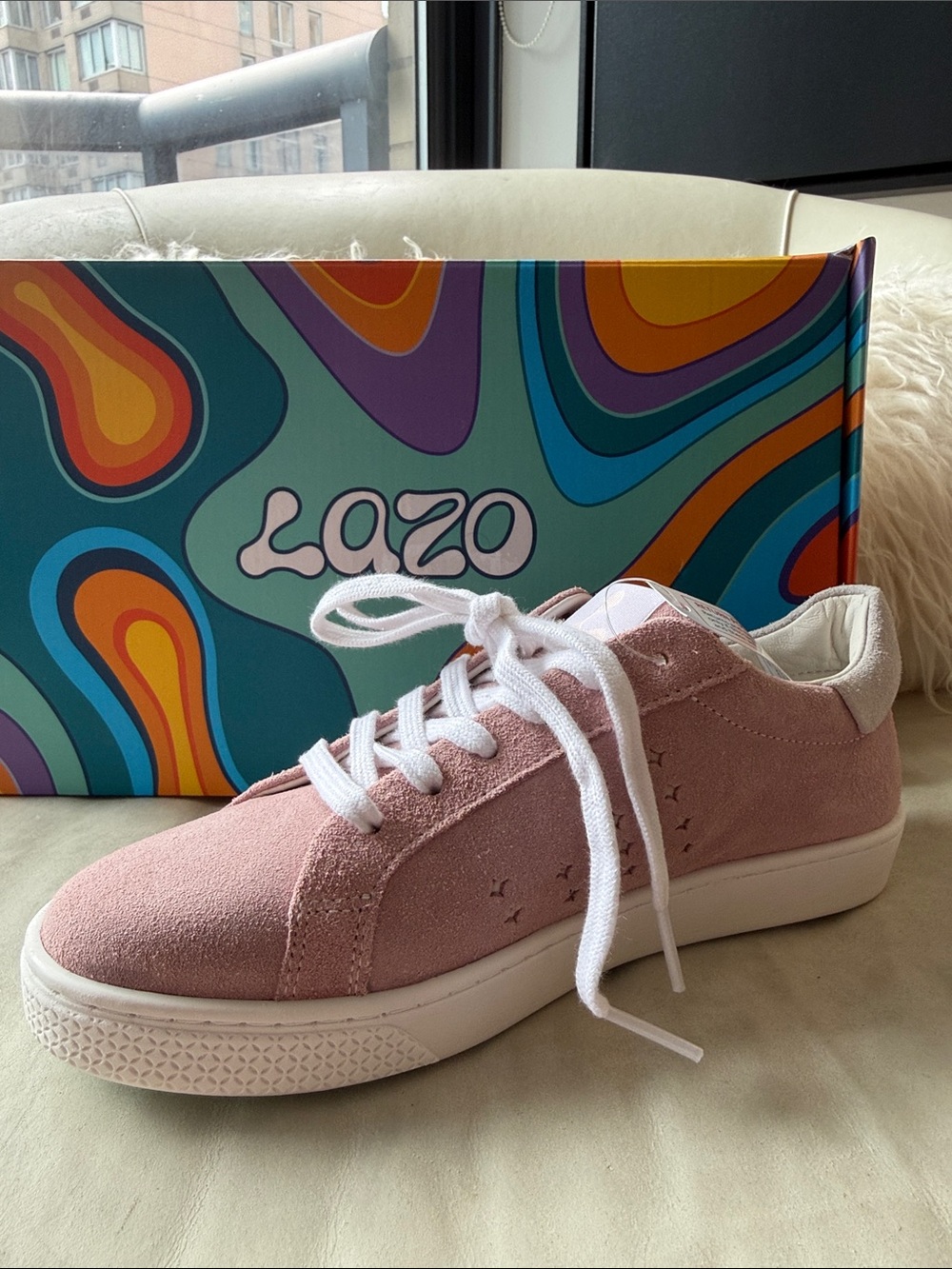 New, Lazo Halo Suede Sneakers – Morganite Pink – Size 5.5